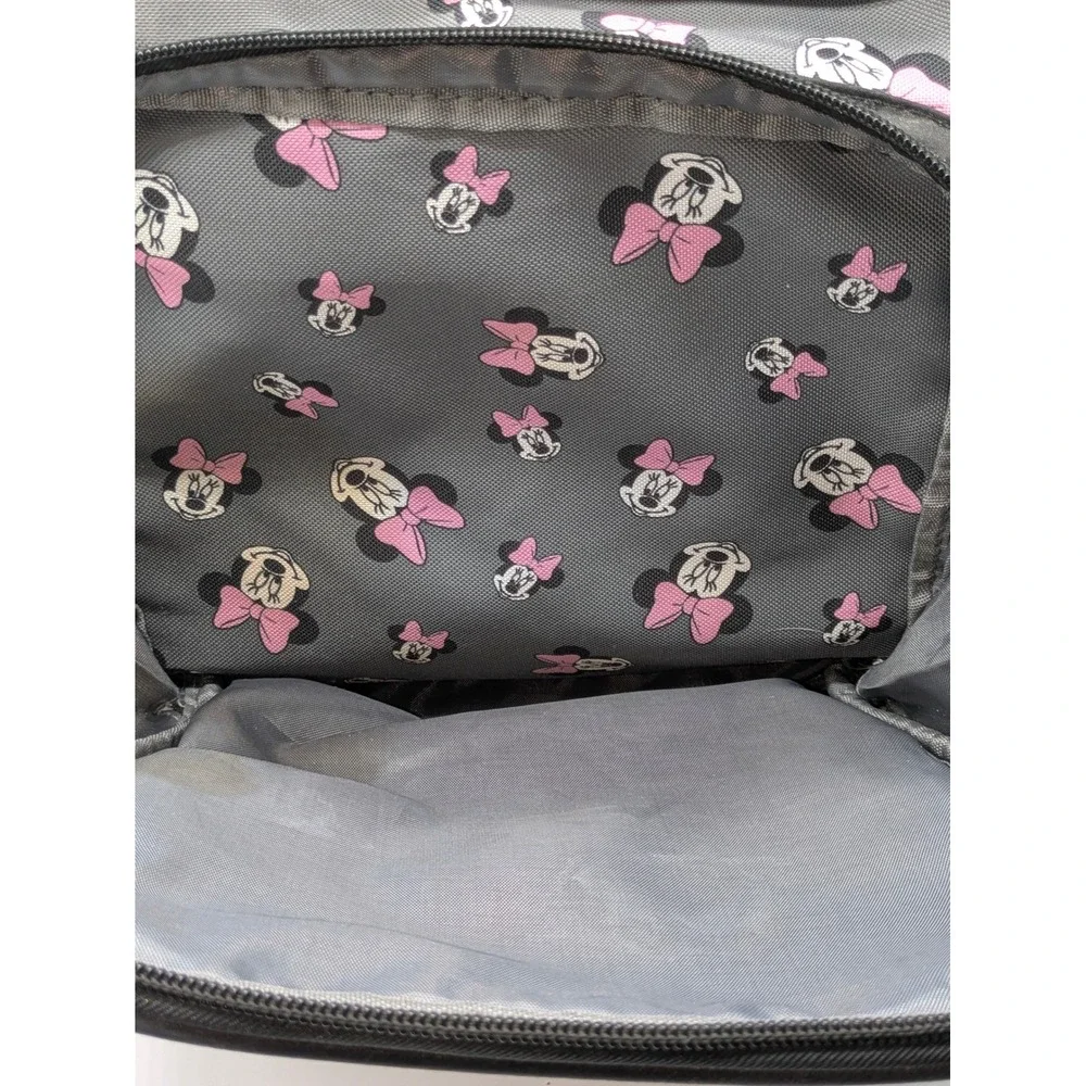 Disney Minnie Mouse Backpack Gray Pink Bow School Travel Book Bag 12x17 Kids